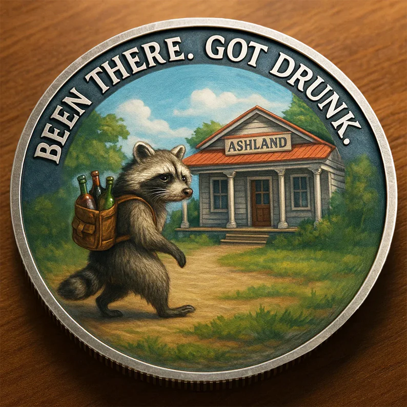🥃🦝Funny Drunk Raccoon Challenge Coin - Image 4