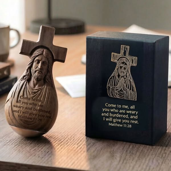 ✝️✝️Proverbs 24:16 – ✨Solid Wood Faithful Roly-Poly Ornament - Image 3