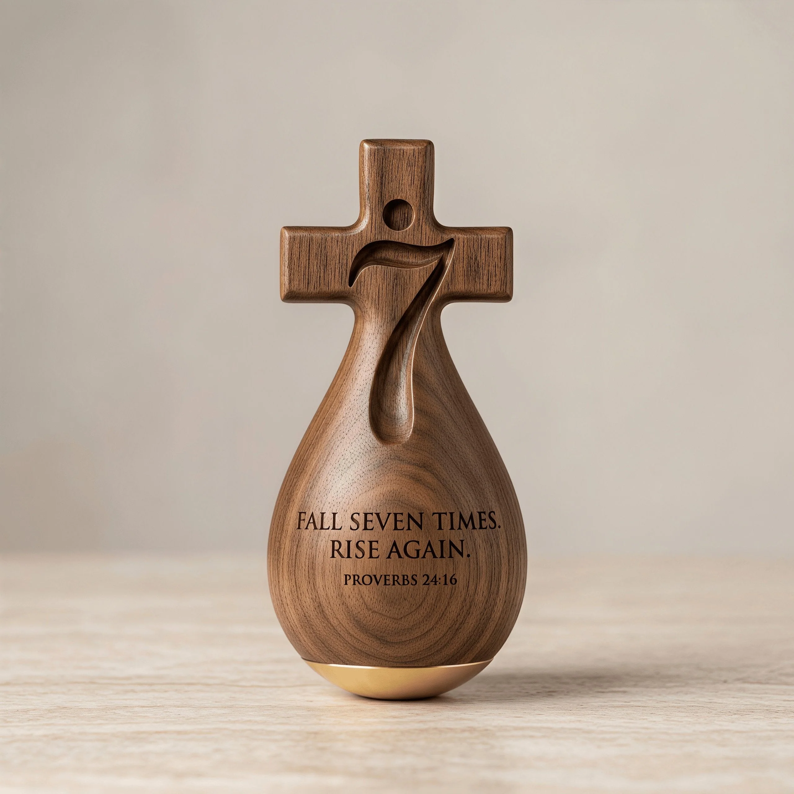 ✝️Proverbs 24:16 – ✨Solid Wood Faithful Roly-Poly Ornament - Image 2