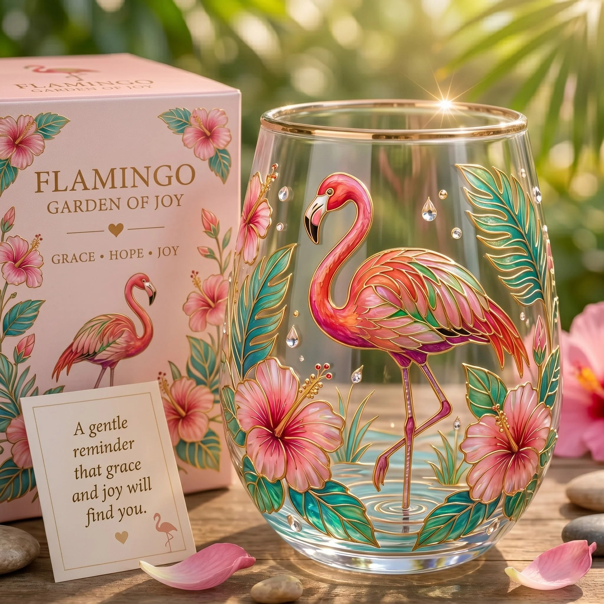 🦩Flamingo Garden of Joy Glass Cup - Image 2
