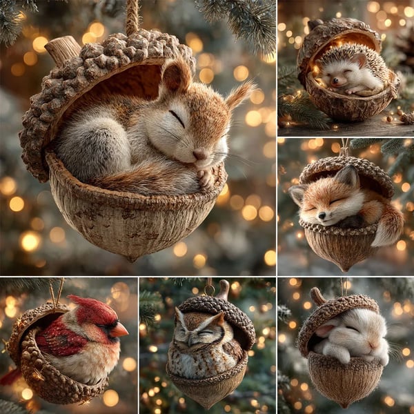 🎁❤️ Forest Animal Acorn Ornaments – Cozy Forest Christmas Ornaments - Image 7