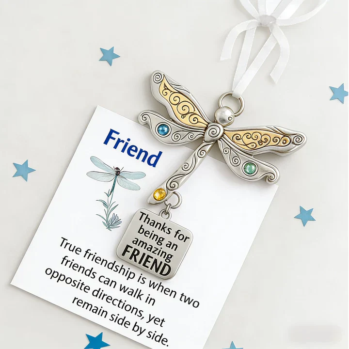 Friendship Dragonfly Ornament With Sentimental Quote -🌟 Gift for Best Friends - Image 2