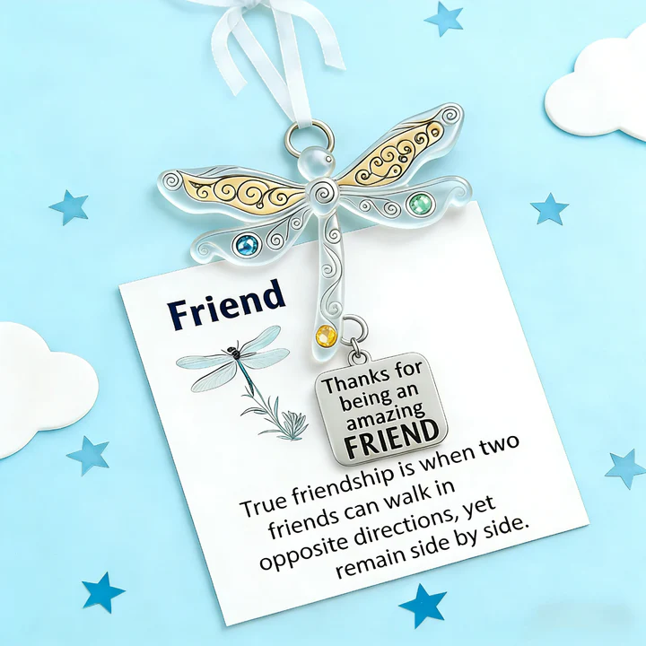 Friendship Dragonfly Ornament With Sentimental Quote -🌟 Gift for Best Friends - Image 3