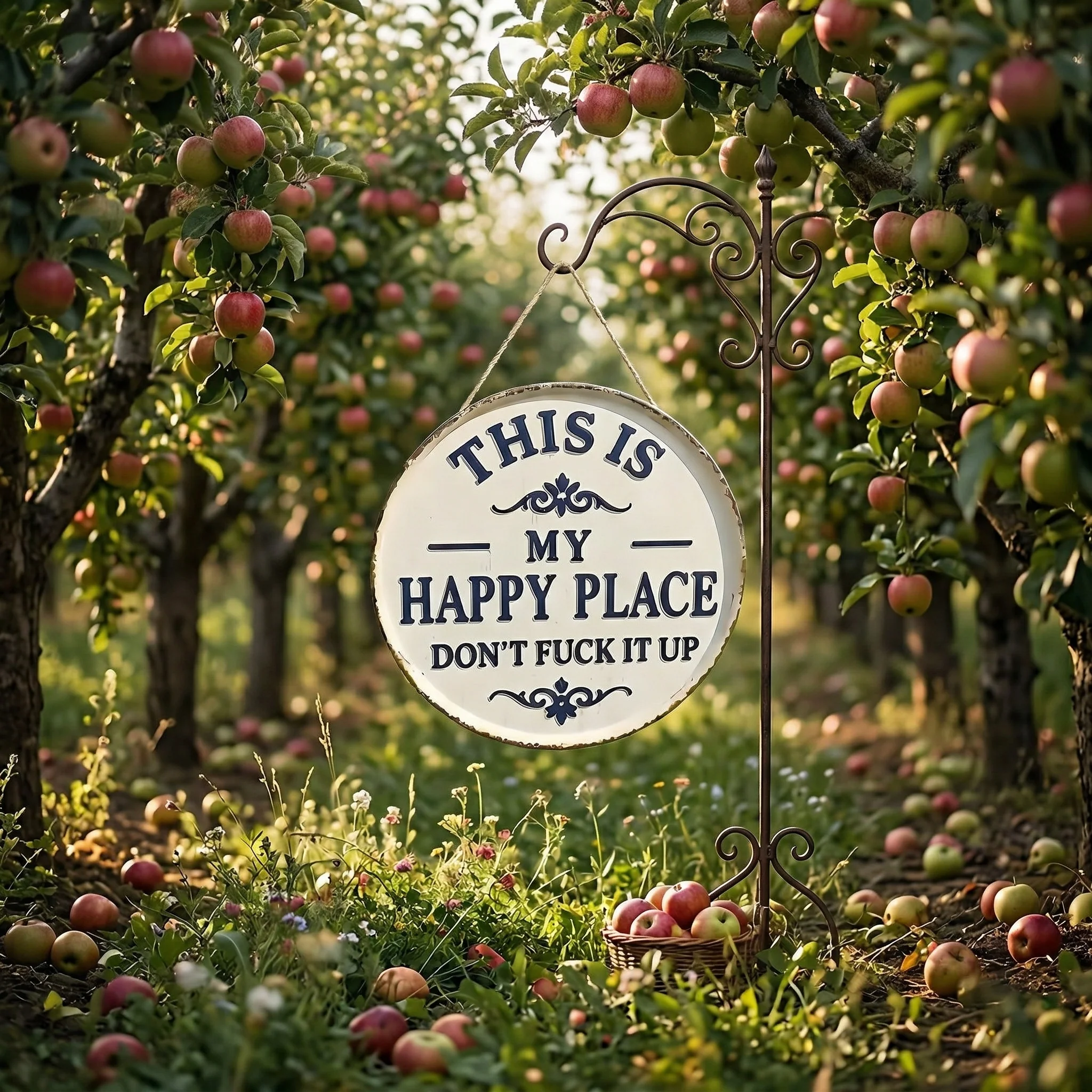 Funny Garden Metal Sign – “This Is My Happy Place Don’t F*ck It Up” Vintage Decor - Image 4