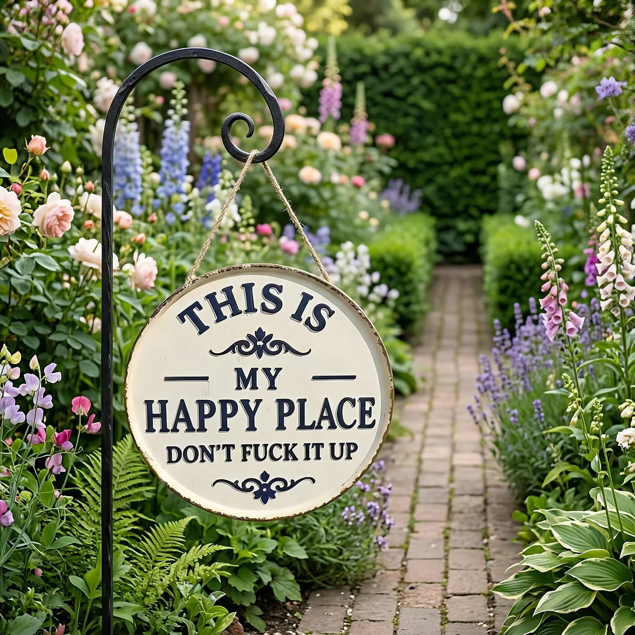 Funny Garden Metal Sign – “This Is My Happy Place Don’t F*ck It Up” Vintage Decor - Image 6