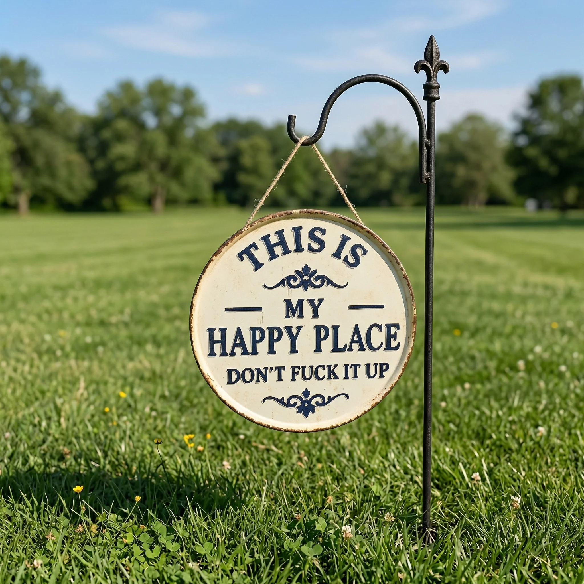 Funny Garden Metal Sign – “This Is My Happy Place Don’t F*ck It Up” Vintage Decor - Image 7