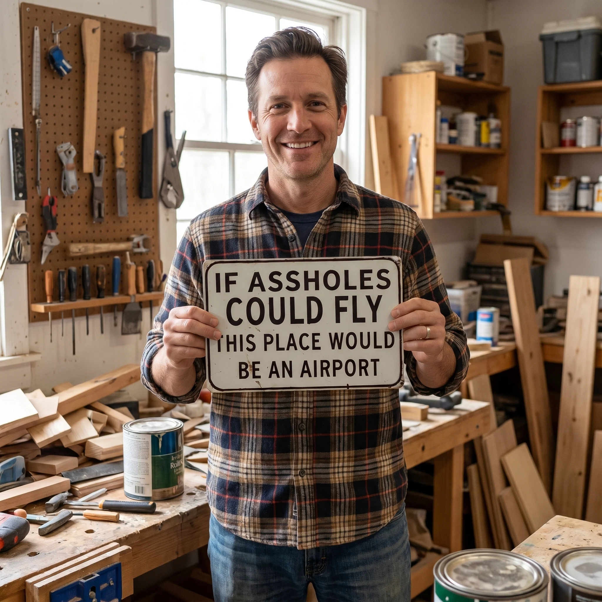 Funny "If Assholes Could Fly" Vintage Metal Sign – Hilarious Man Cave Wall Decor ✈️😂 - Image 6