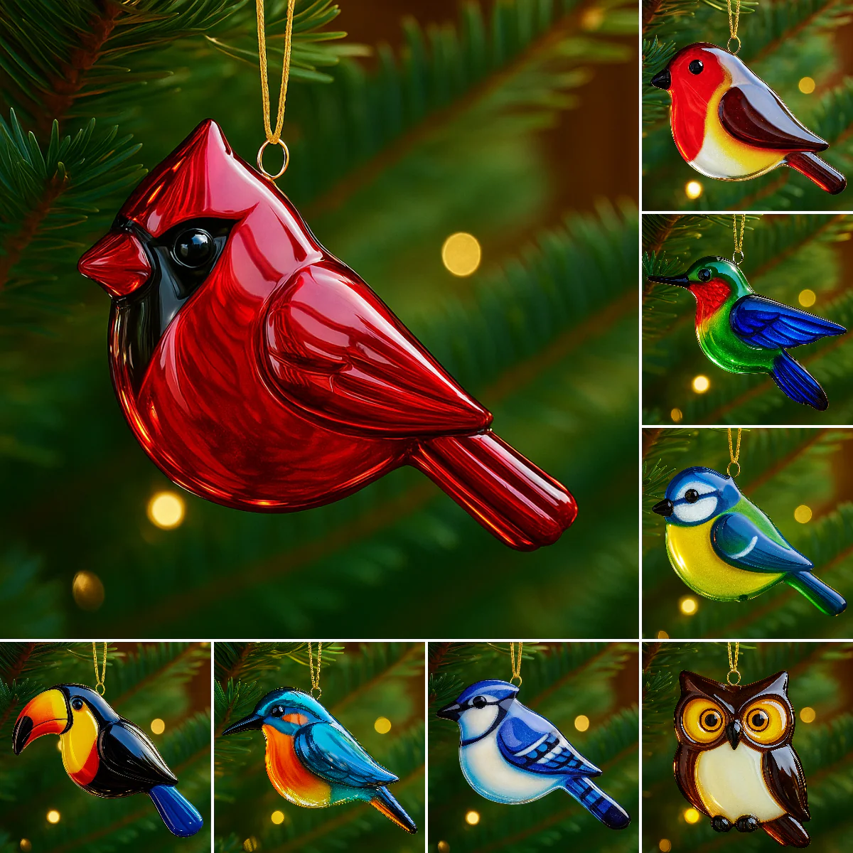 Fused Glass Birds Ornament - Image 9