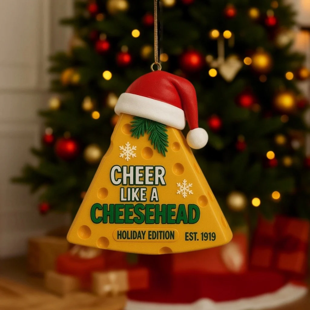 🧀🏈Green Bay Cheesehead Holiday Ornament - Image 2
