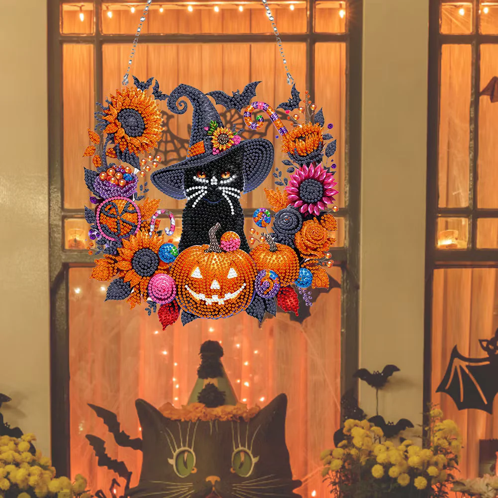 🎃🎃Black Cat Moon Diamond Art Hanging Ornament Kit – Relaxing DIY Halloween Craft 🎃💎 (📦Buy 2 Free Shipping) - Image 6