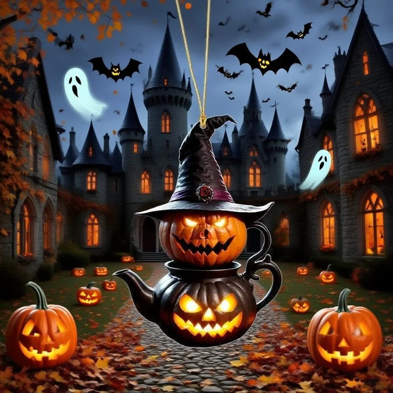 🎃 Halloween Pumpkin Teapot Ornament - Image 6
