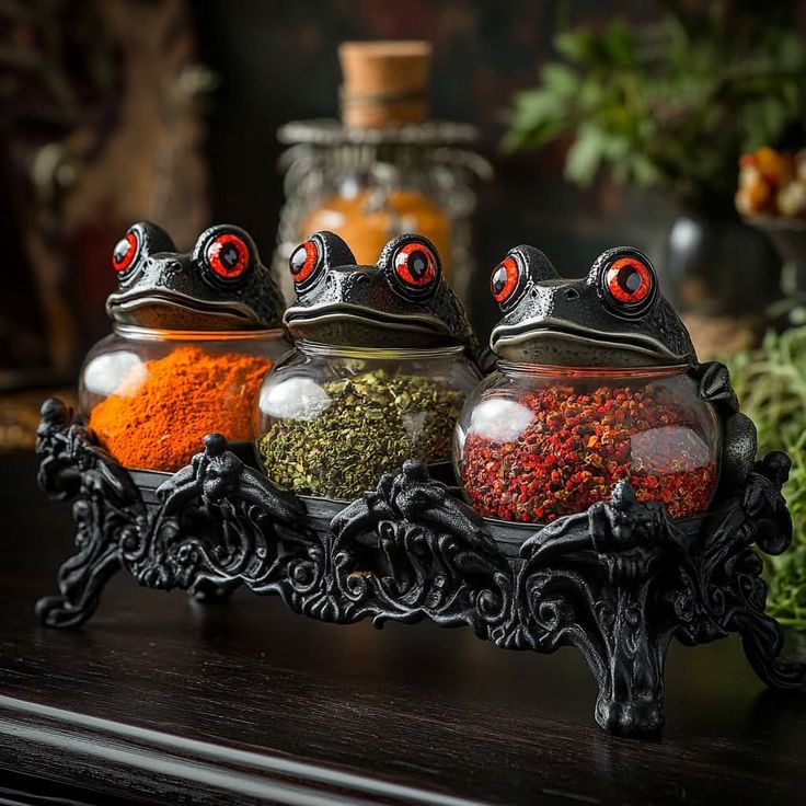 Handcrafted Witchy Frog Apothecary Spice Jars 🐸🧙 - Image 2