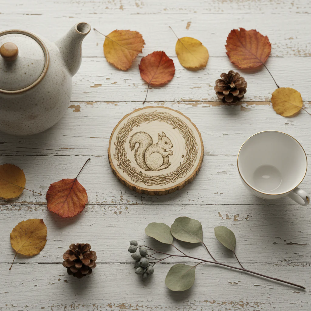 Handcrafted Wooden Animal Coasters Set - Image 3