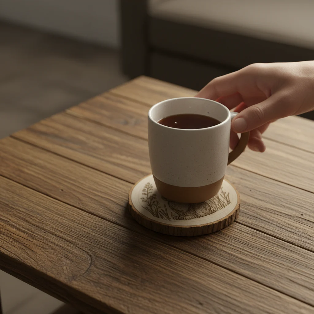 Handcrafted Wooden Animal Coasters Set - Image 4