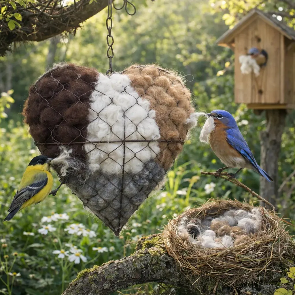 🕊️ Handmade Alpaca Fiber Bird Nesting Heart - Image 10