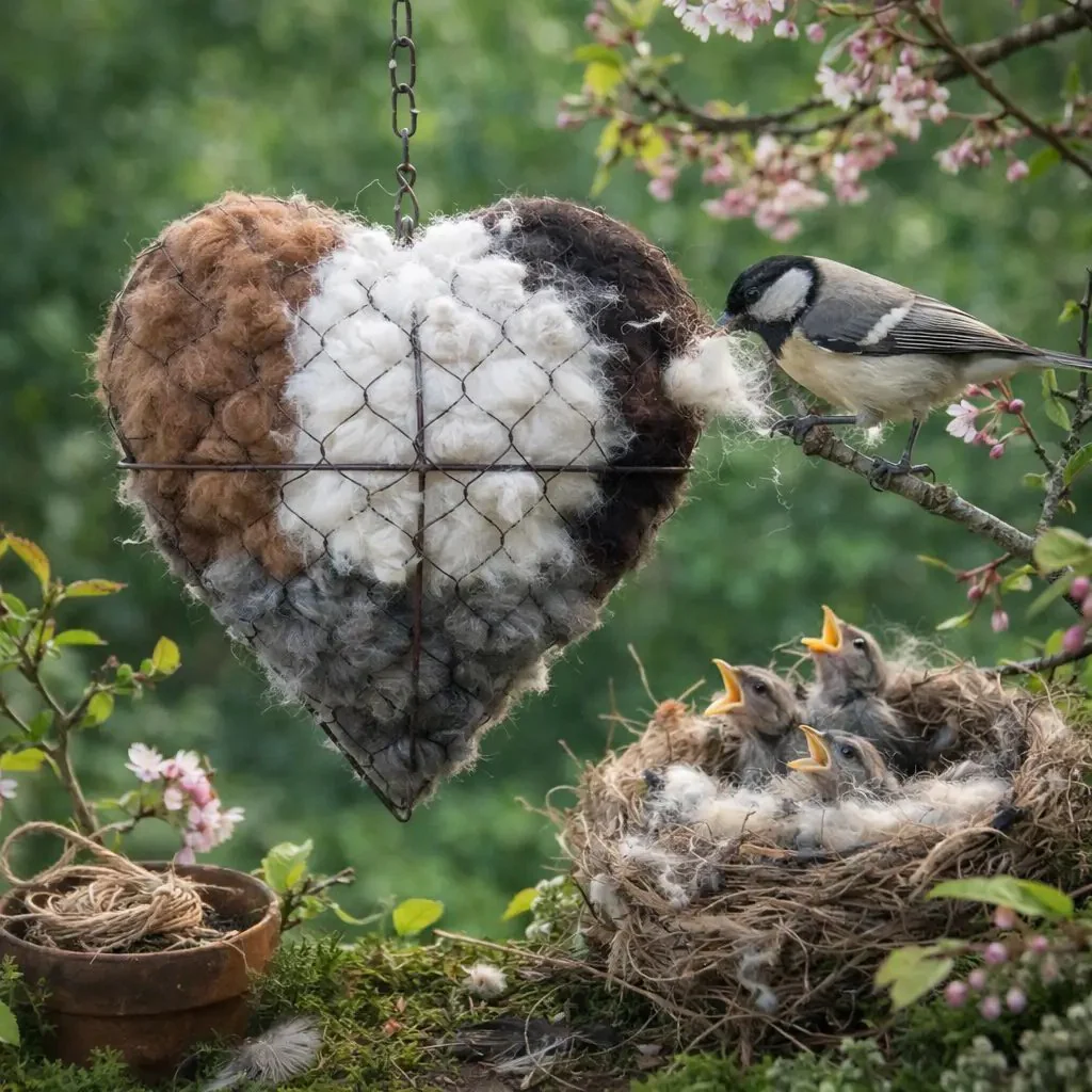 🕊️ Handmade Alpaca Fiber Bird Nesting Heart - Image 11