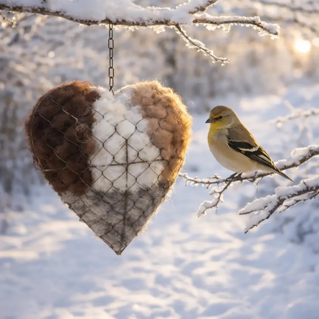 🕊️ Handmade Alpaca Fiber Bird Nesting Heart - Image 7