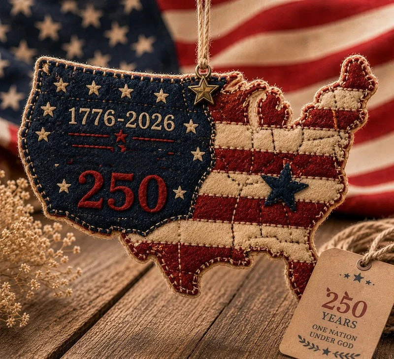 Handmade America 250 Heart Ornament – Patriotic Fabric Decor with Poppy Flower (1776–2026 Anniversary Edition) - Image 6