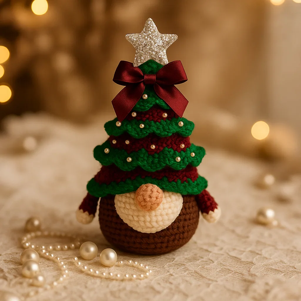 Handmade Crochet Christmas Tree Gnome - Image 3