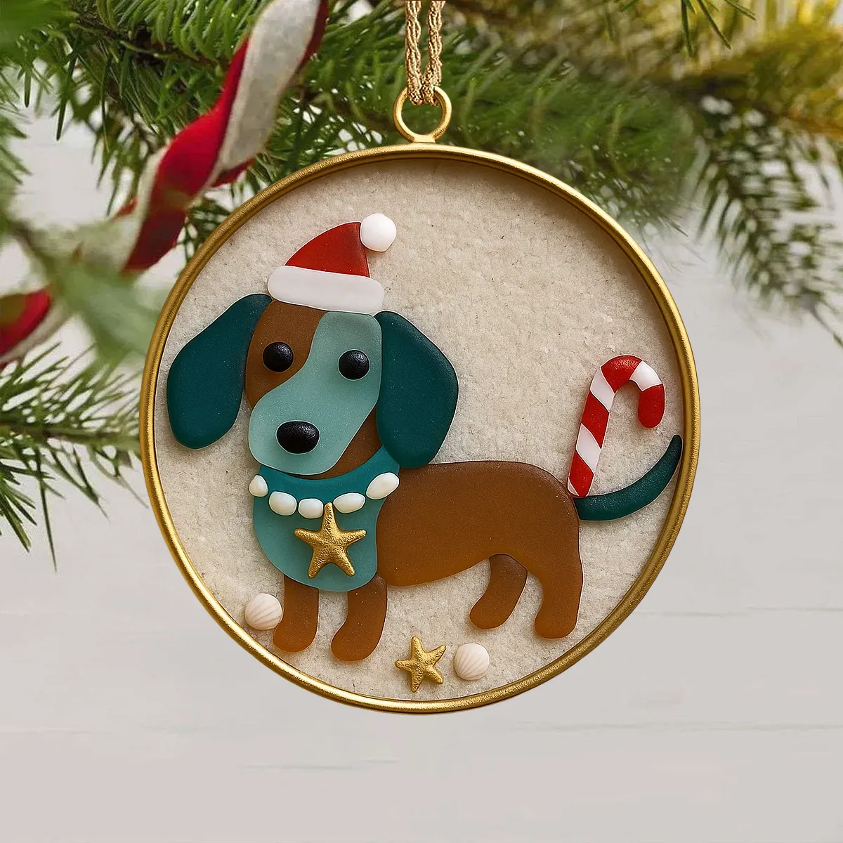 Handmade Dog Christmas Ornament – Sea Glass Pet Memorial Gift - Image 2