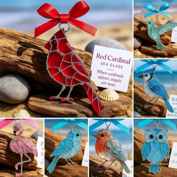 🌊Handmade Sea Glass Bird Acrylic Ornament - Image 3
