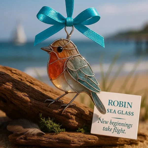 🌊Handmade Sea Glass Bird Acrylic Ornament - Image 6