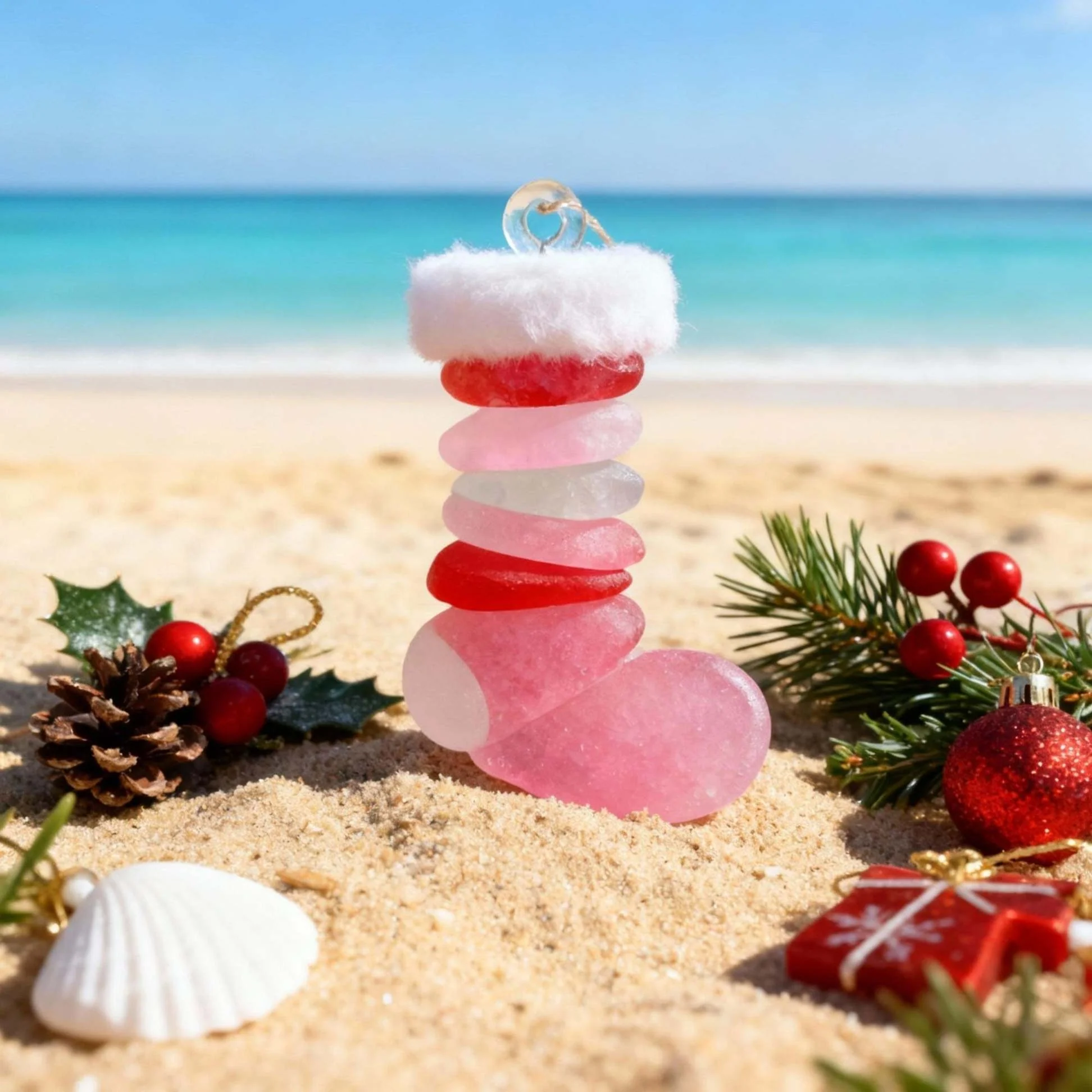 🌊Handmade Sea Glass Christmas Ornament - Image 7
