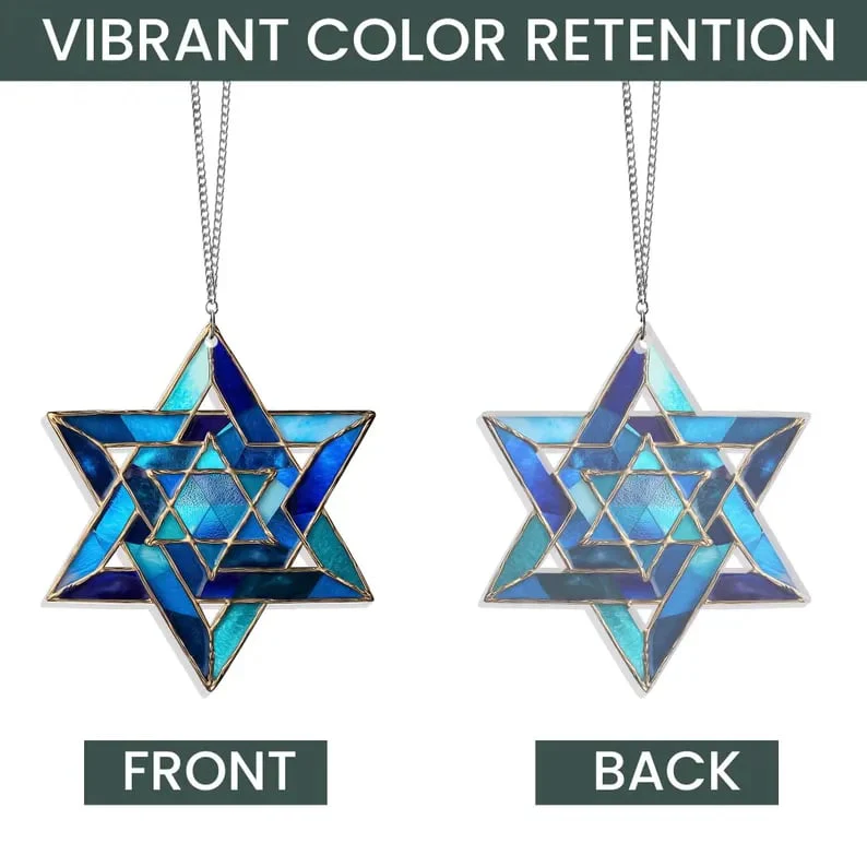 🎄Christmas Gift 50% Off--💝Handcrafted Star of David Glass Hanukkah Suncatcher - Image 5