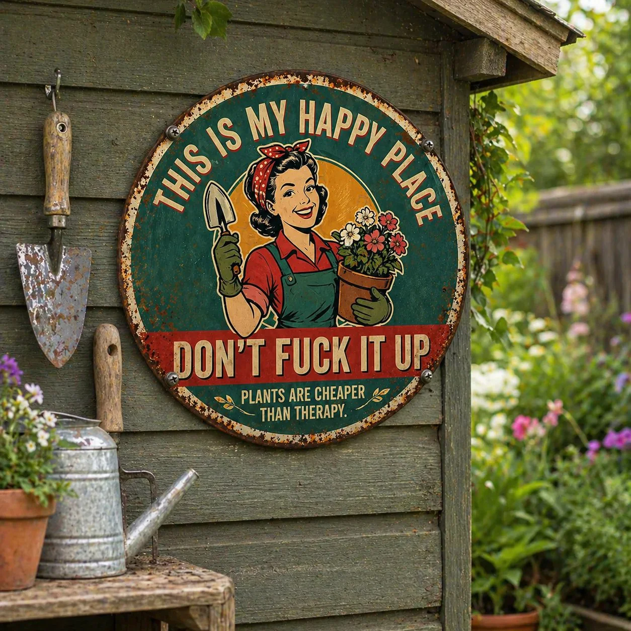 🌿🌿"This Is My Happy Place" Garden Metal Sign - Image 3