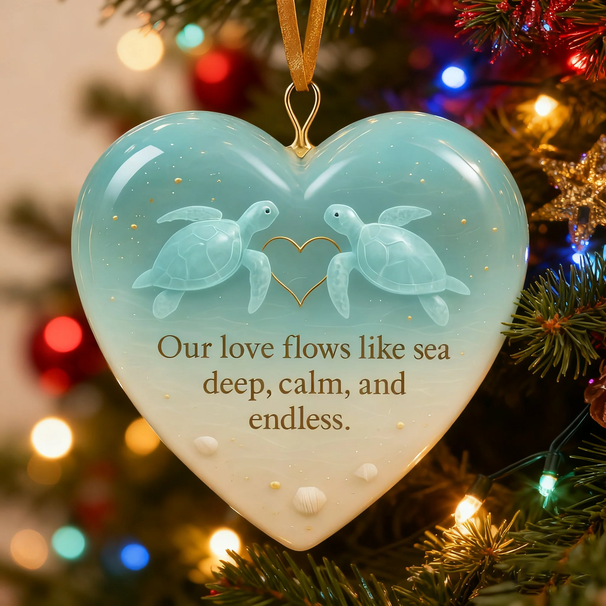 🌊Ocean Heart Sea Turtle Ornament - Image 2