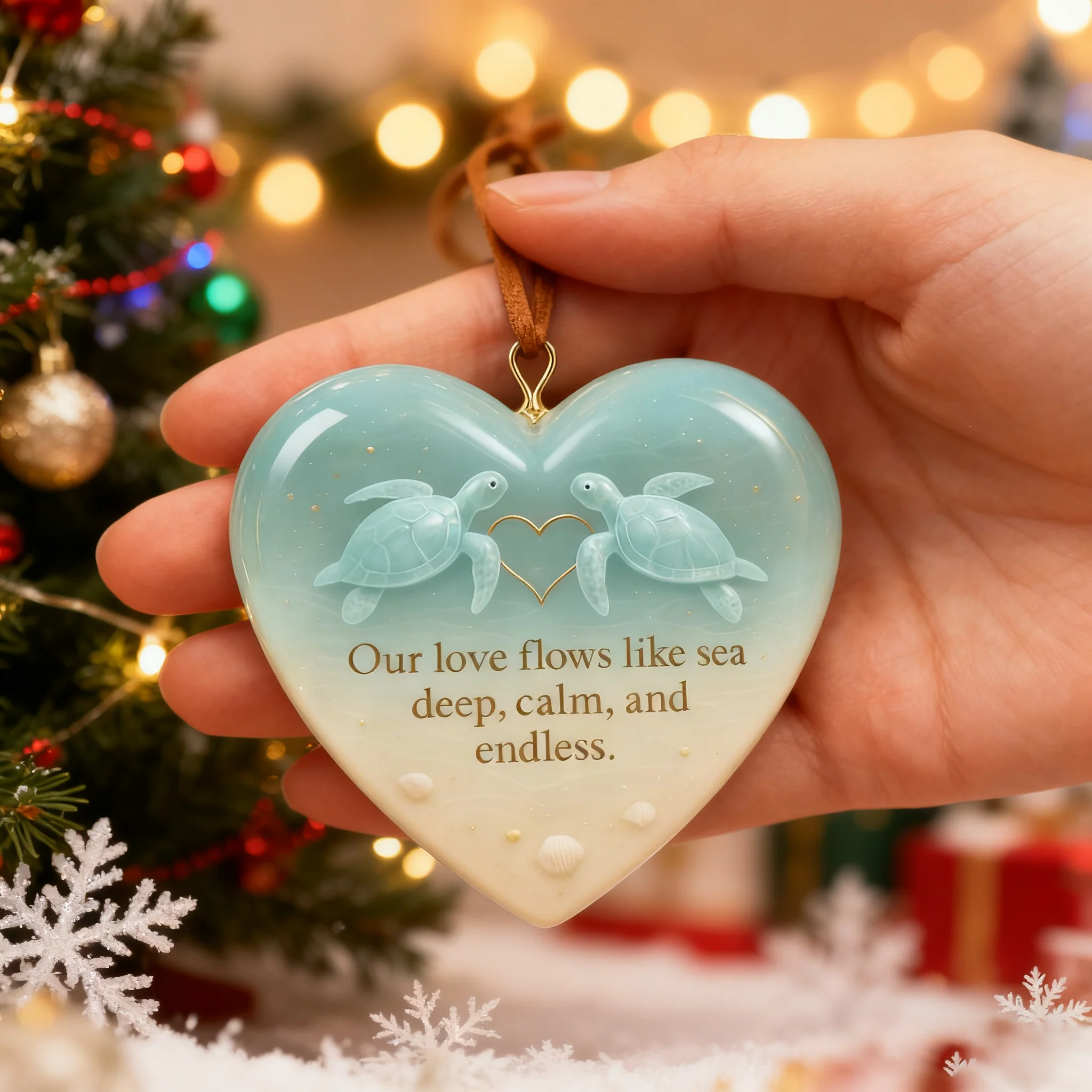 🌊Ocean Heart Sea Turtle Ornament - Image 3