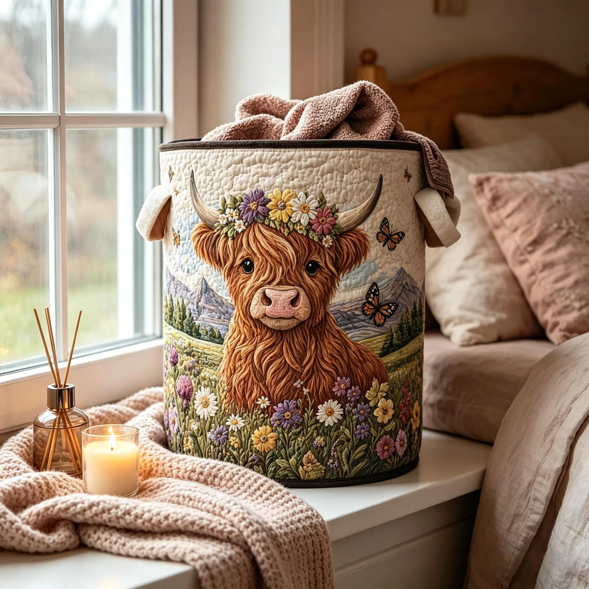 🌱🌱🐂Highland Cow Garden Charm Storage Basket - Image 3