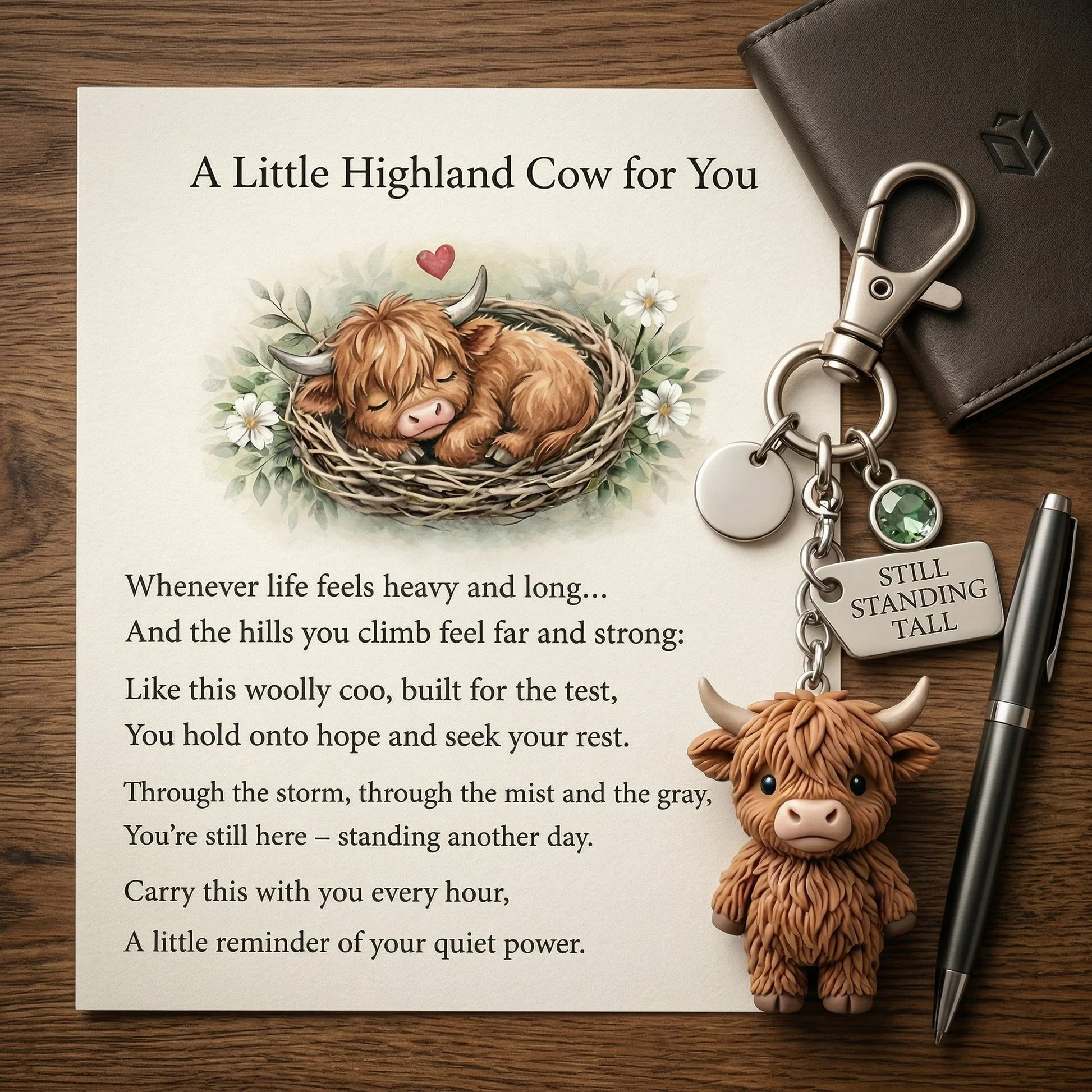 🐮A Little Highland Cow For You Keychain: Your Daily Reminder of Quiet Strength - Image 4