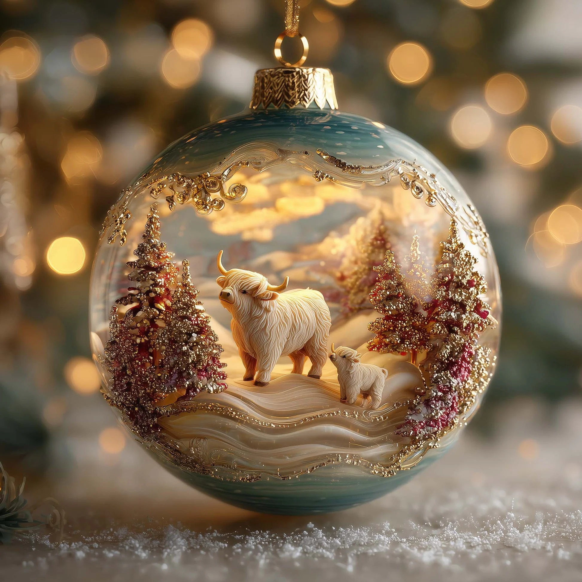 Highland Cow Snow Globe Christmas Ornament - Image 2