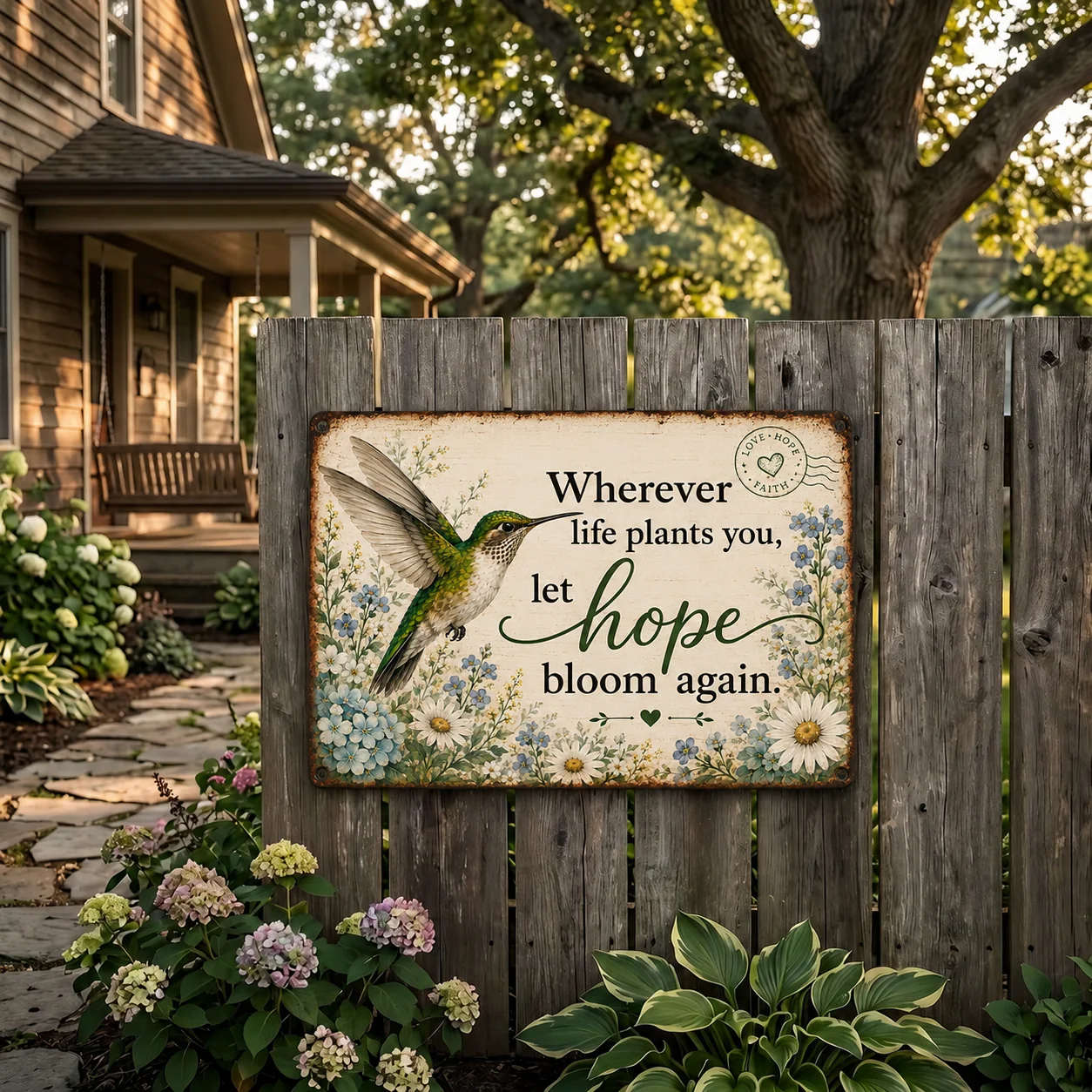 🌿 Hope Bloom Again Hummingbird Garden Sign - Image 3