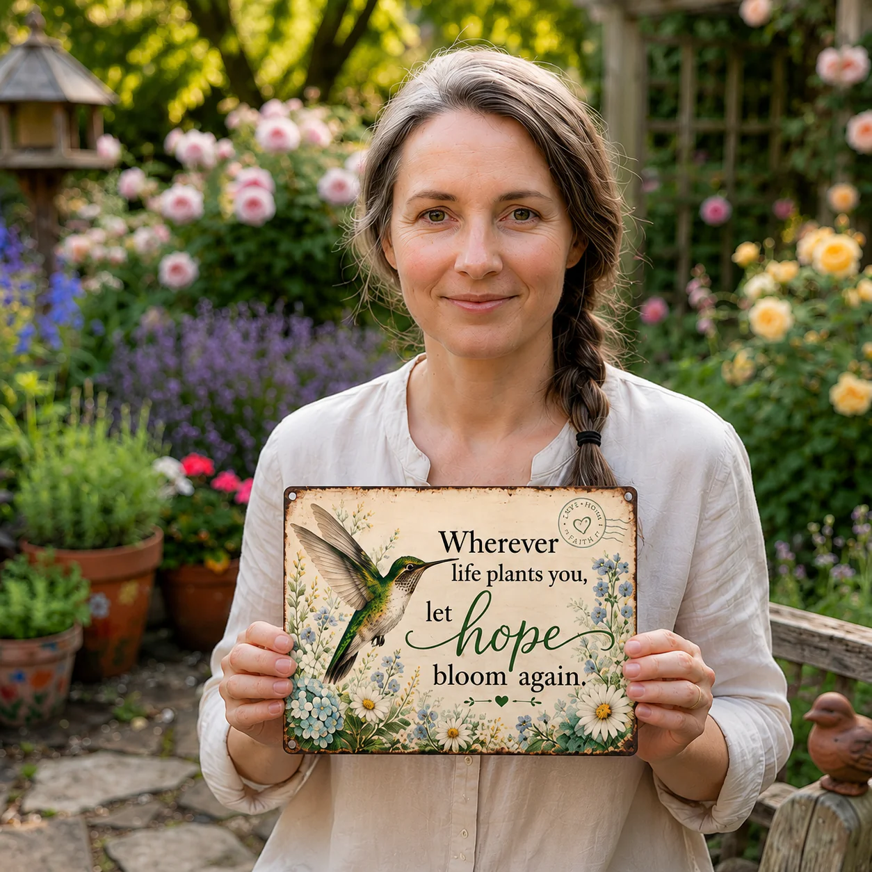 🌿 Hope Bloom Again Hummingbird Garden Sign - Image 5