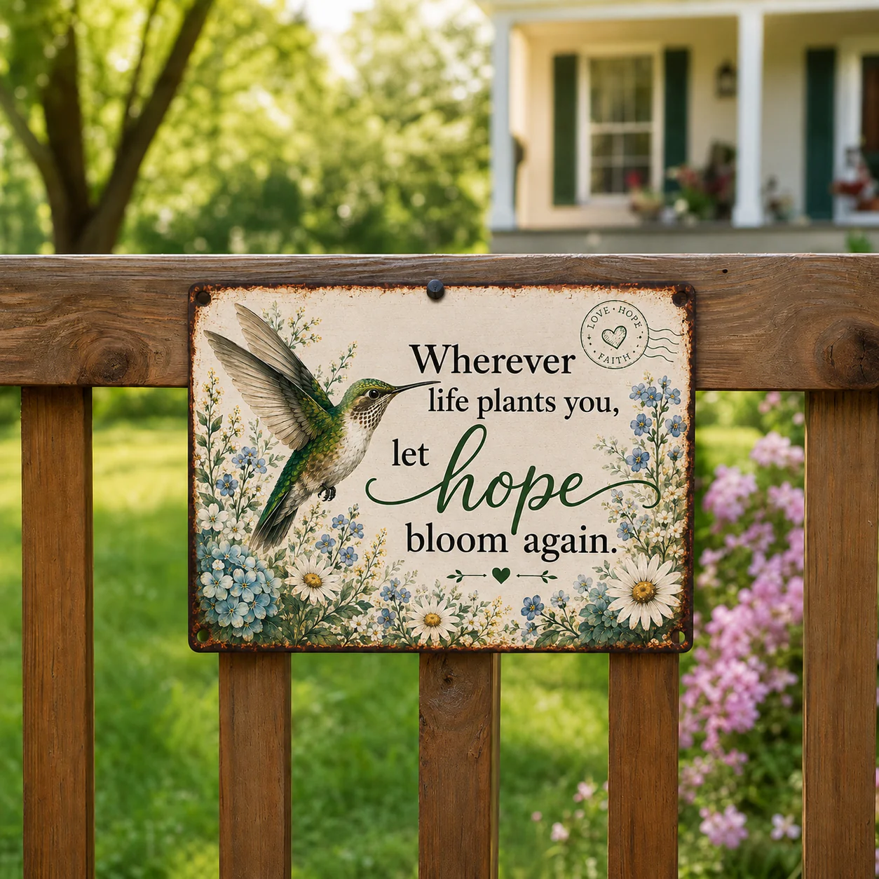 🌿 Hope Bloom Again Hummingbird Garden Sign - Image 6