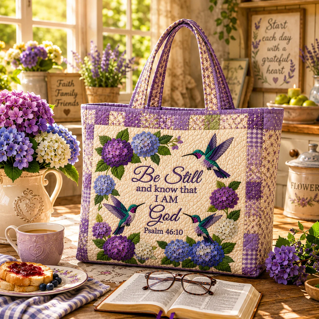 Hydrangea Hummingbird Faith Bag - Image 6