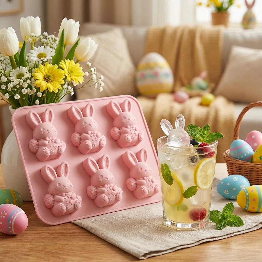 🐰 Cute Easter Bunny Silicone Mold – 6-Cavity 3D Ice Cube & Dessert Mold - Image 6