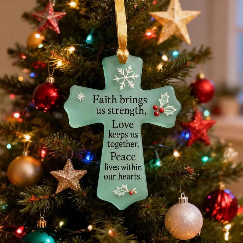 ✝️Inspirational Cross Sea Glass Christmas Ornament - Image 3