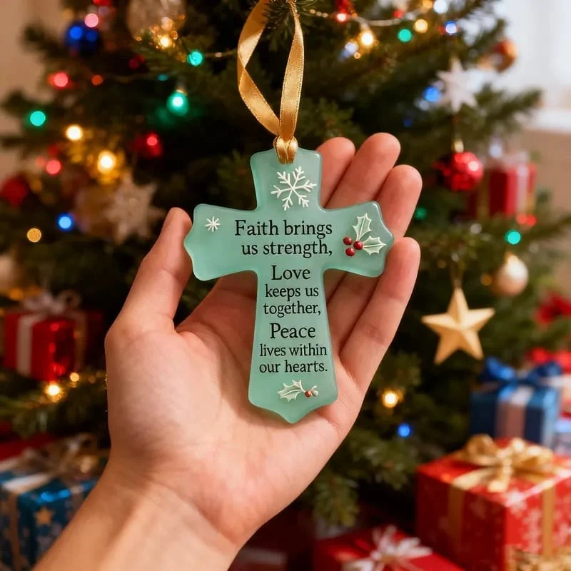 ✝️Inspirational Cross Sea Glass Christmas Ornament - Image 4