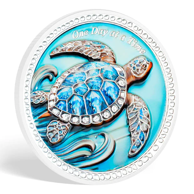 Inspirational Sobriety Coin with 3D Turtle - Image 5