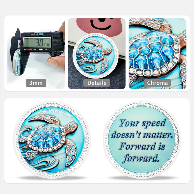 Inspirational Sobriety Coin with 3D Turtle - Image 7