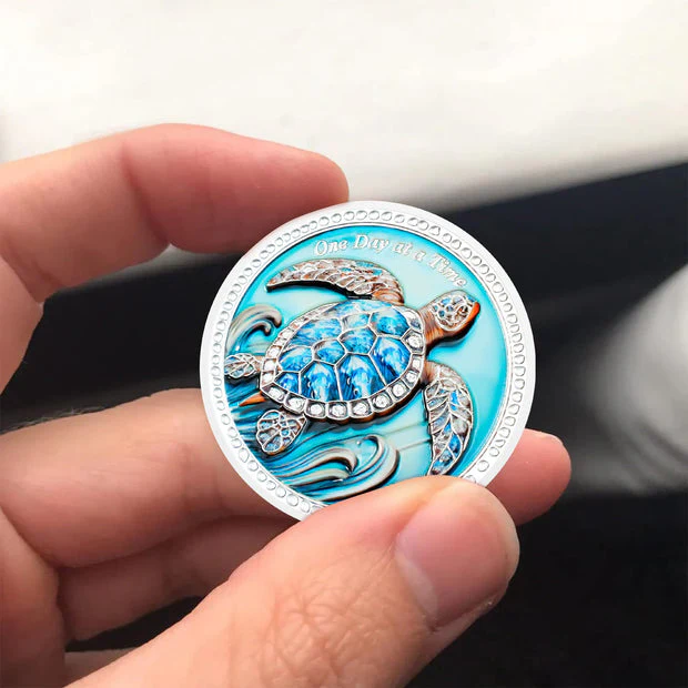 Inspirational Sobriety Coin with 3D Turtle - Image 8