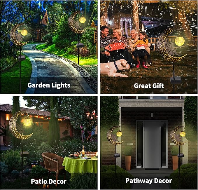 🔥Limited-time 50% discount🌙Fairy on Moon Solar Garden Stake Lights, Crackle Glass LED Outdoor Decor (3 Styles) - Image 2