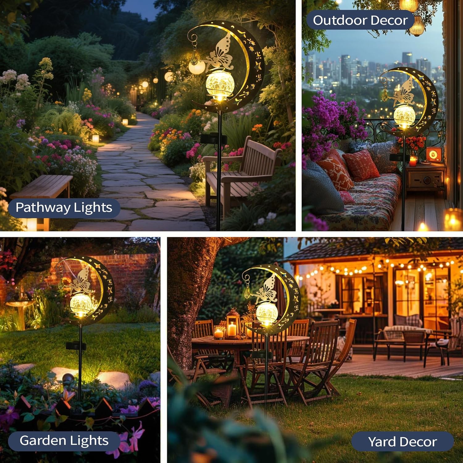 🔥Limited-time 50% discount🌙Fairy on Moon Solar Garden Stake Lights, Crackle Glass LED Outdoor Decor (3 Styles) - Image 3