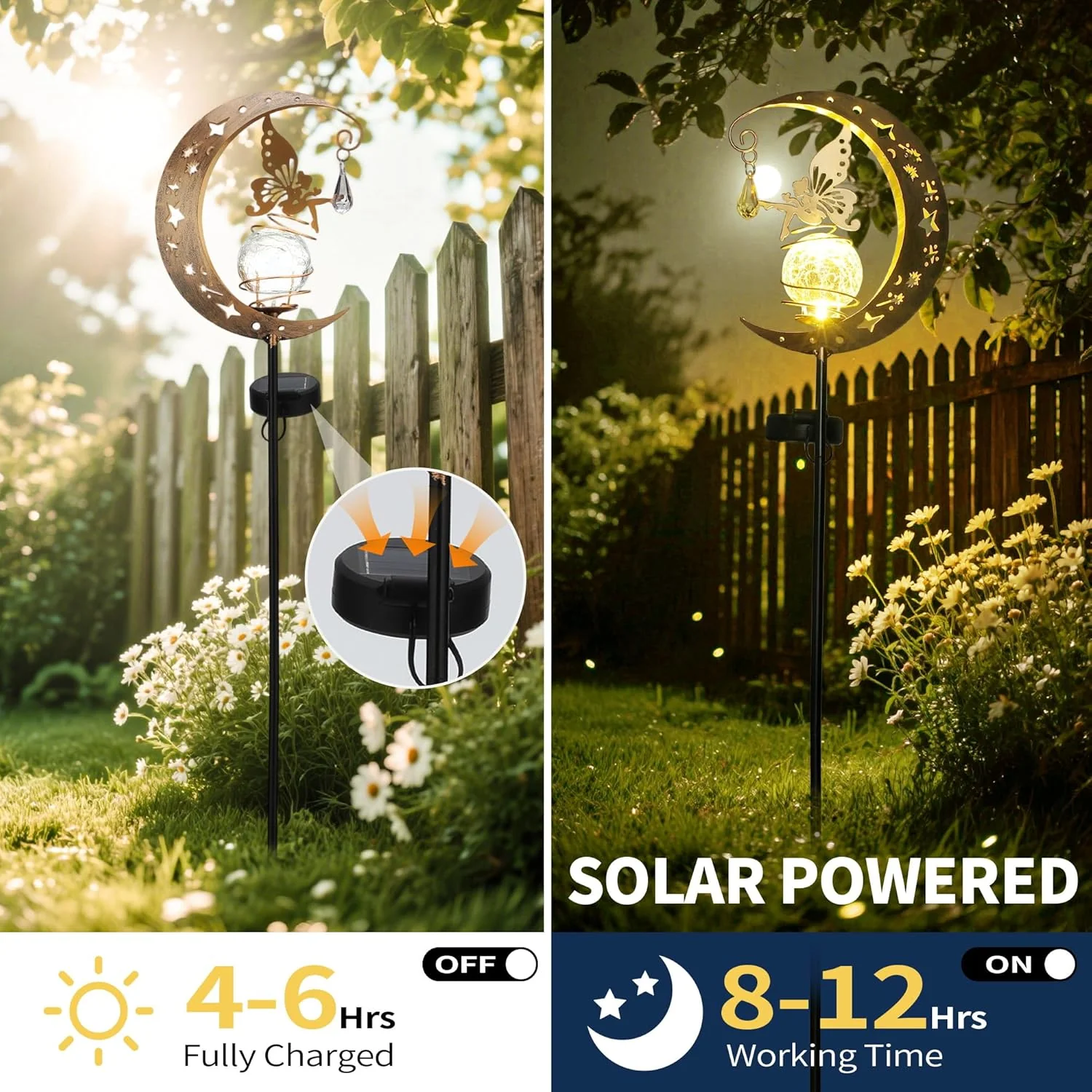 🔥Limited-time 50% discount🌙Fairy on Moon Solar Garden Stake Lights, Crackle Glass LED Outdoor Decor (3 Styles) - Image 4
