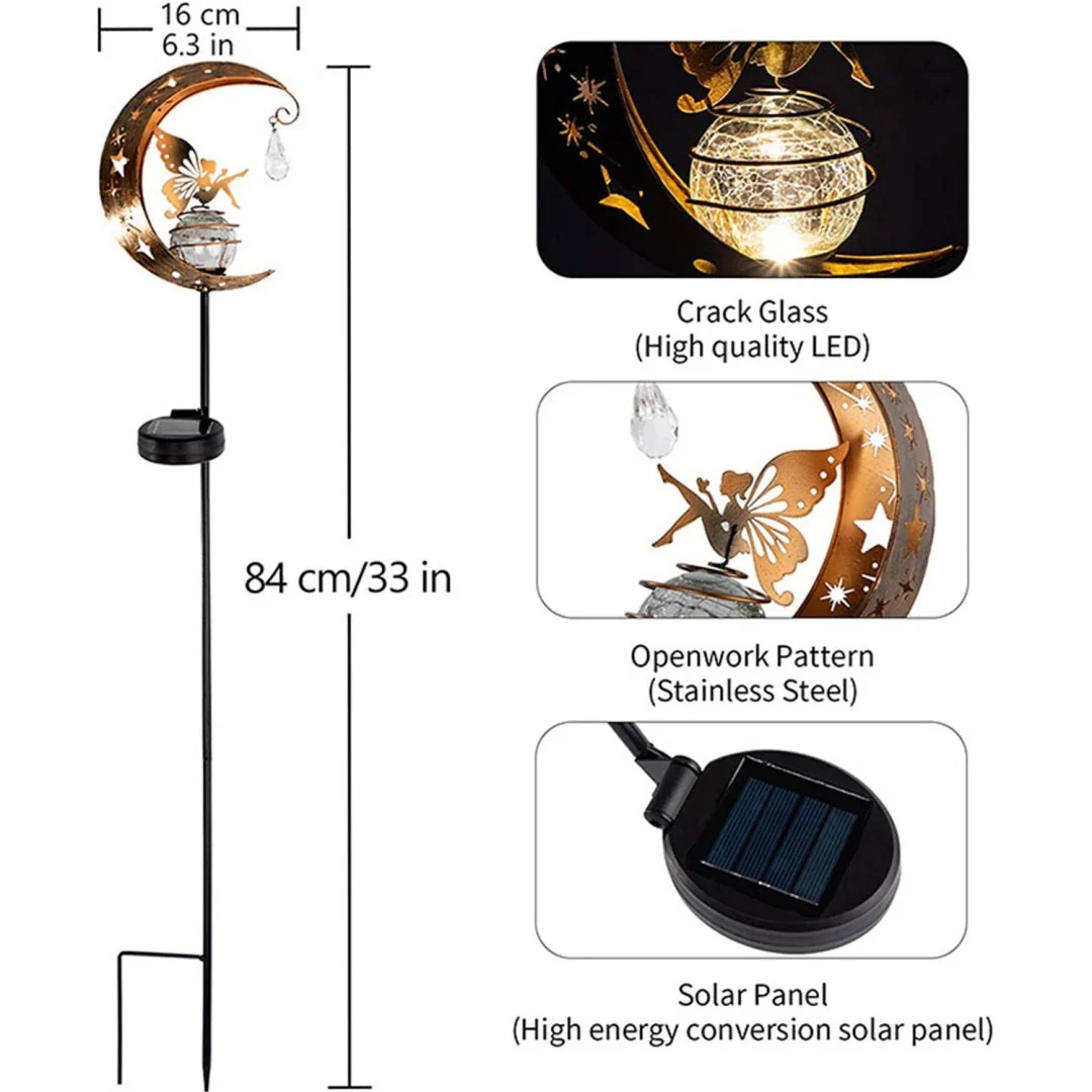 🔥Limited-time 50% discount🌙Fairy on Moon Solar Garden Stake Lights, Crackle Glass LED Outdoor Decor (3 Styles) - Image 9