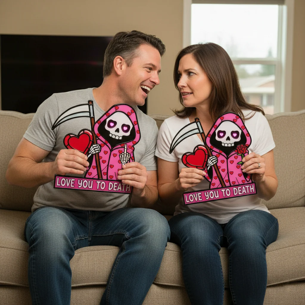 šLove You To Death Grim Reaper Window Corner Suncatcher | Pastel Goth Valentine's Decor - Image 9