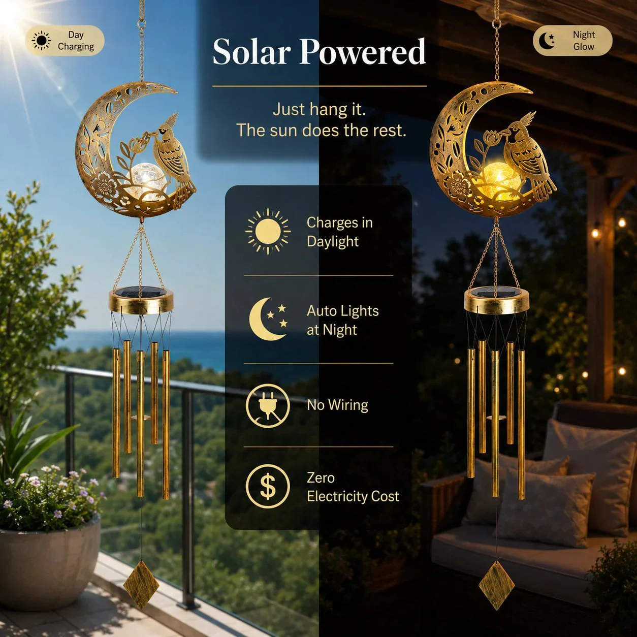 🌙✨ Moon Courtyard Solar Wind Chime - Image 8